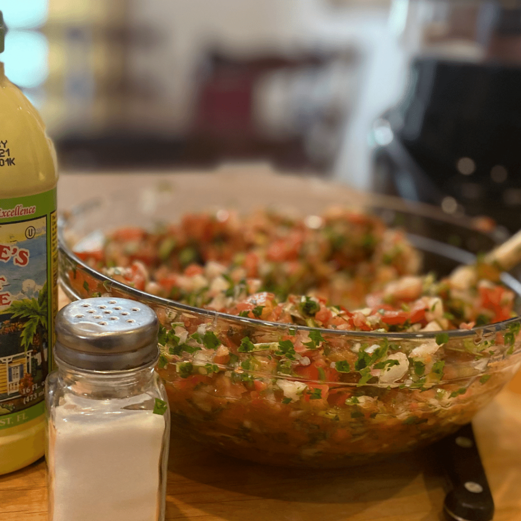 pico de  gallo in bowl salt juice