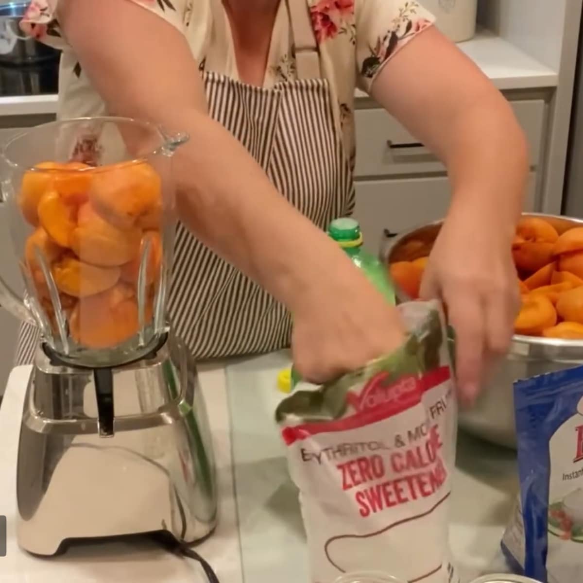 adding sweetener to apricot freezer jam