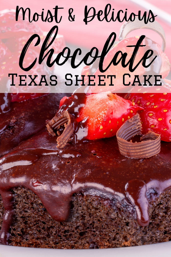 chocolate texas sheet cake with text