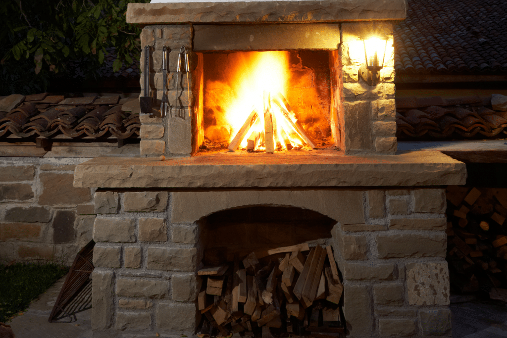 diy outdoor fireplace cooking with wood