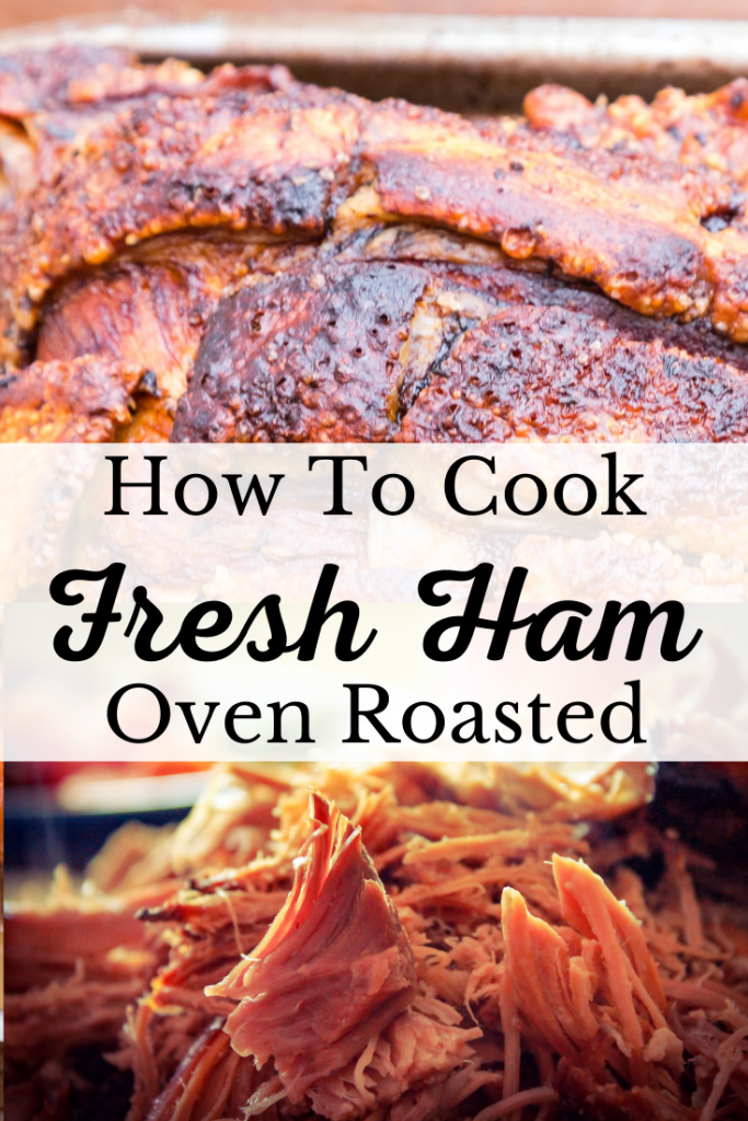 fresh ham roasted and pulled pork plus text