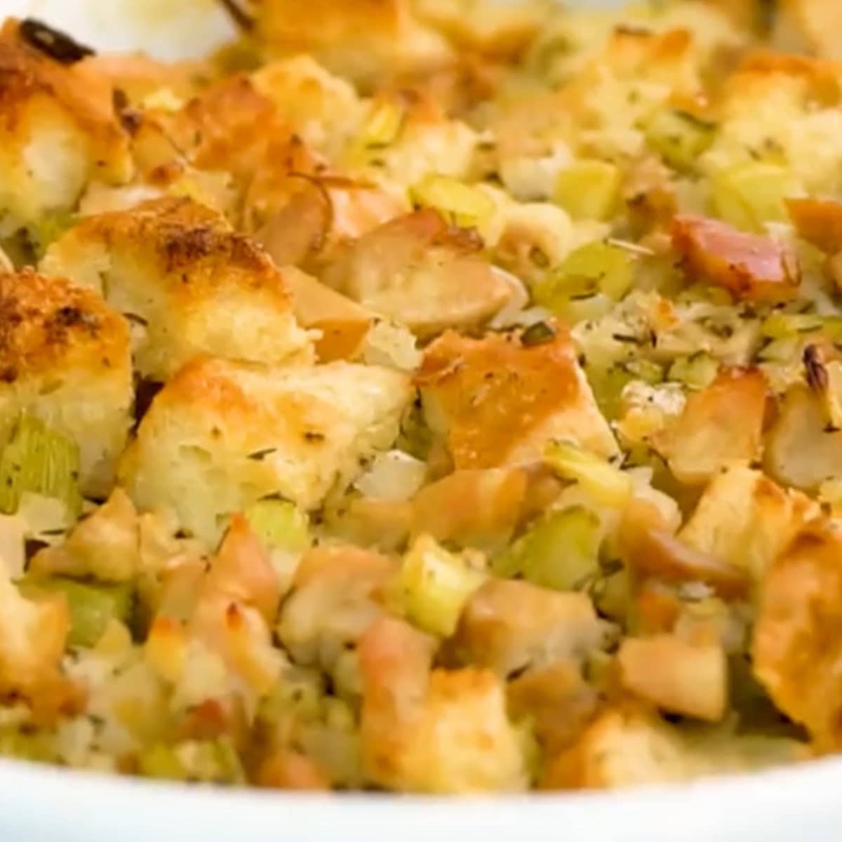 turkey stuffing up close to show texture