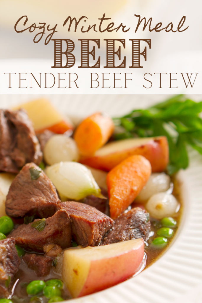 beef stew in bowl with text