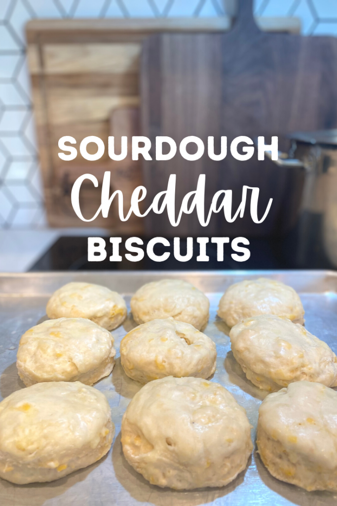 biscuits rising on sheet and text