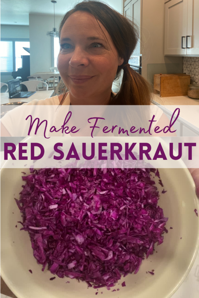 text  mixing red cabbage in bowl