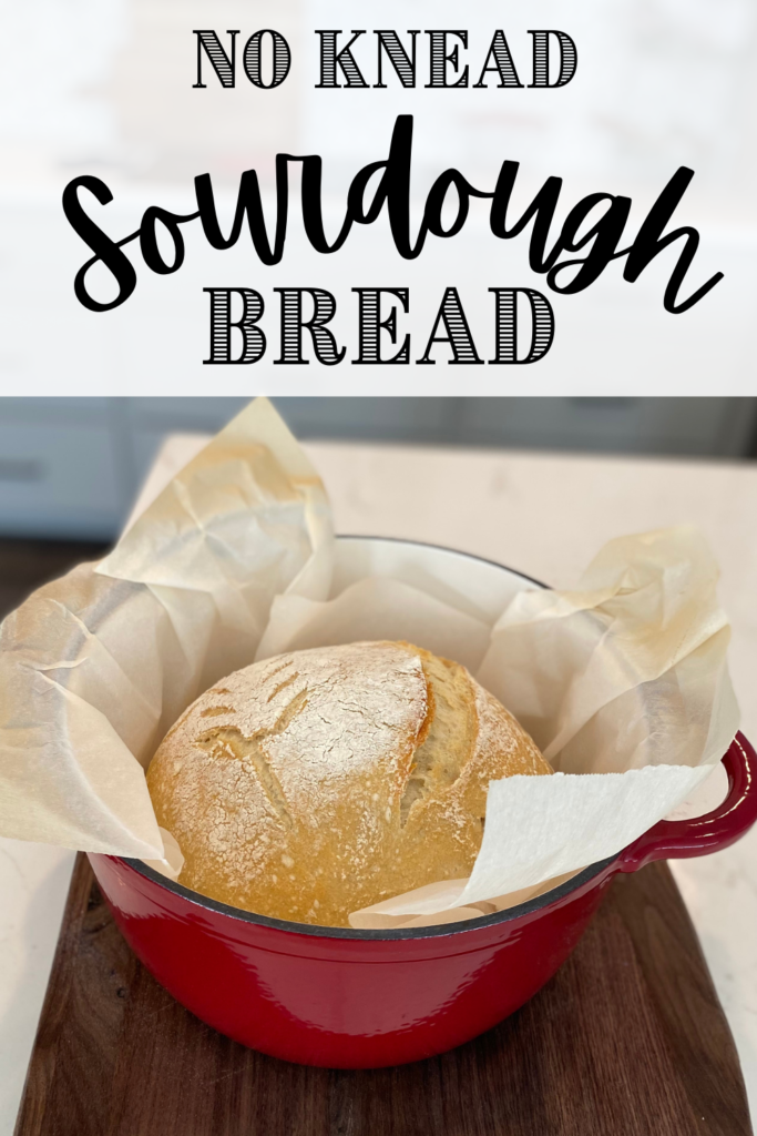 sourdough bread in pot with text