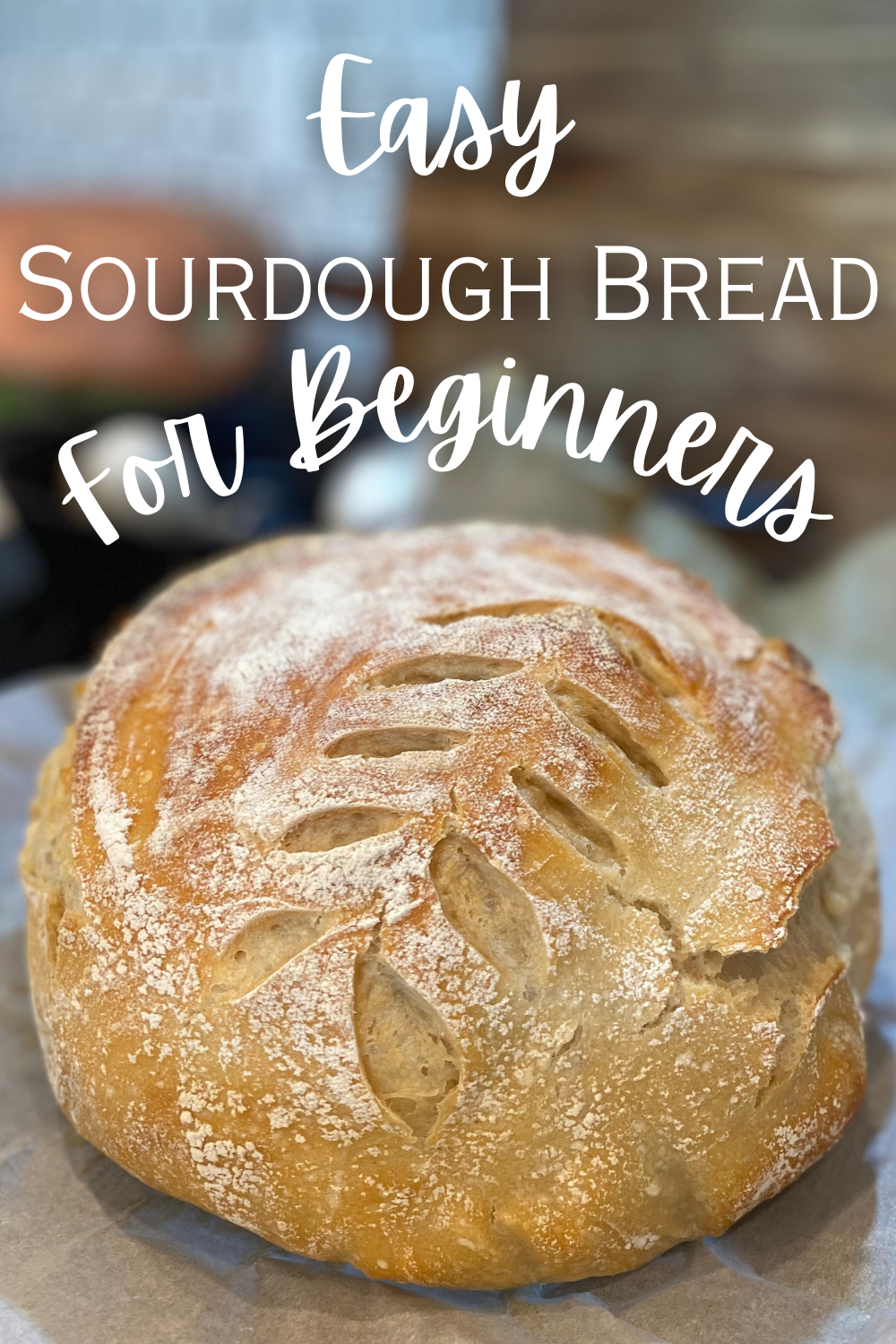 sourdough bread loaf with text