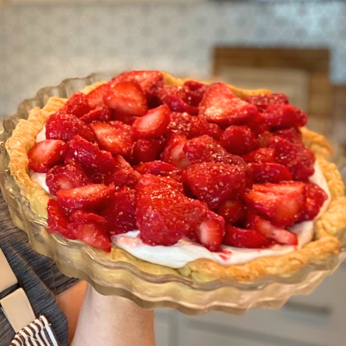 fresh strawberry pie in baked pie crust with glazed strawberries (2)