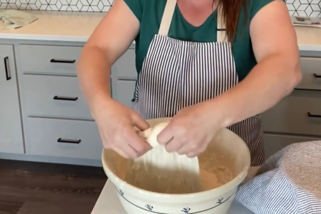 stretch sourdough bread dough