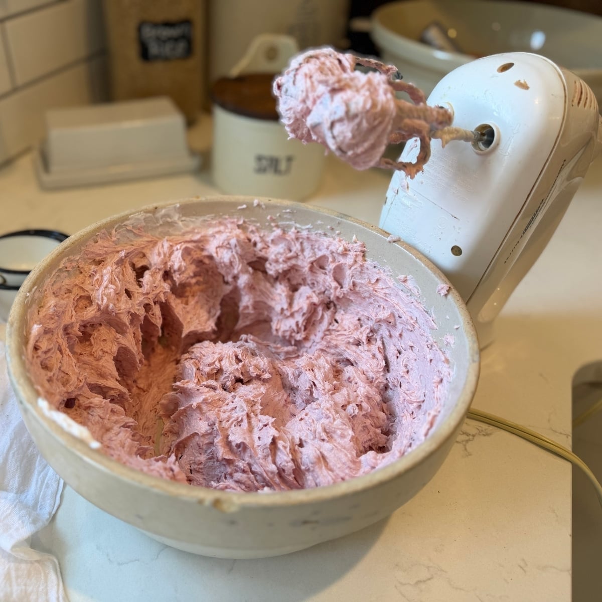 whipping cream cheese and strawberry yogurt together