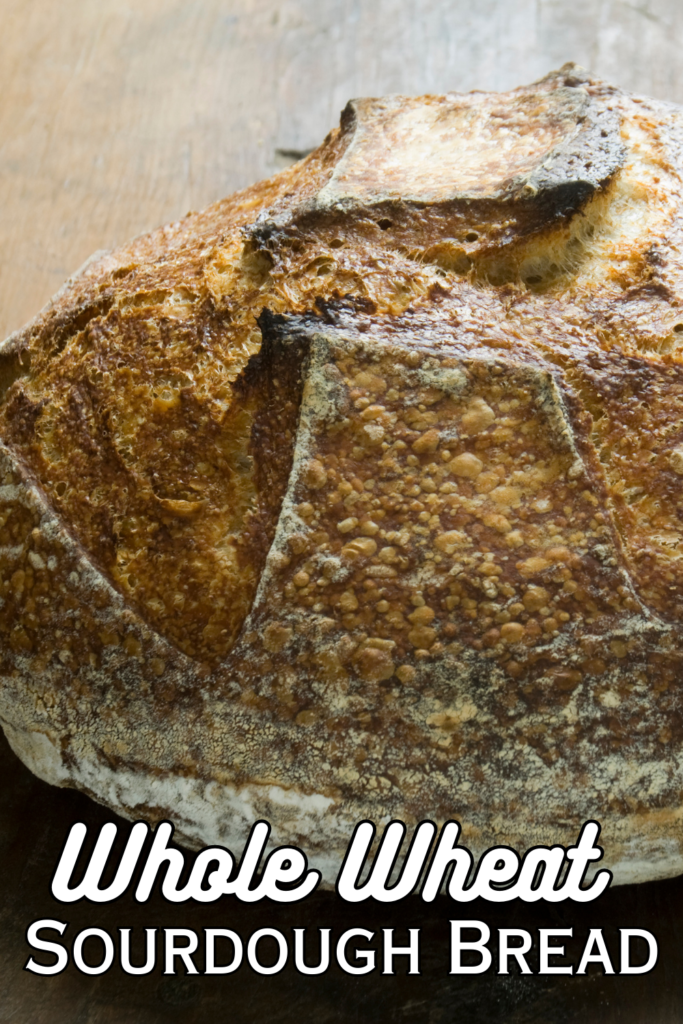 whole wheat sourdough bread with text