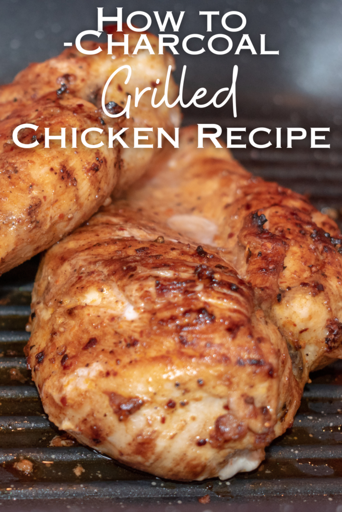 charcoal grilled chicken with text