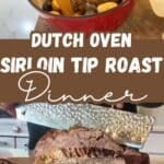 making dutch oven sirloin tip roast dinner