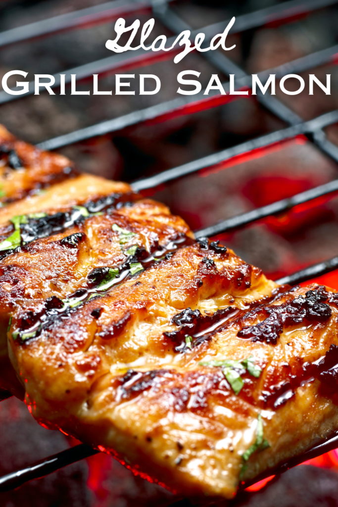 glazed grilled salmon with text