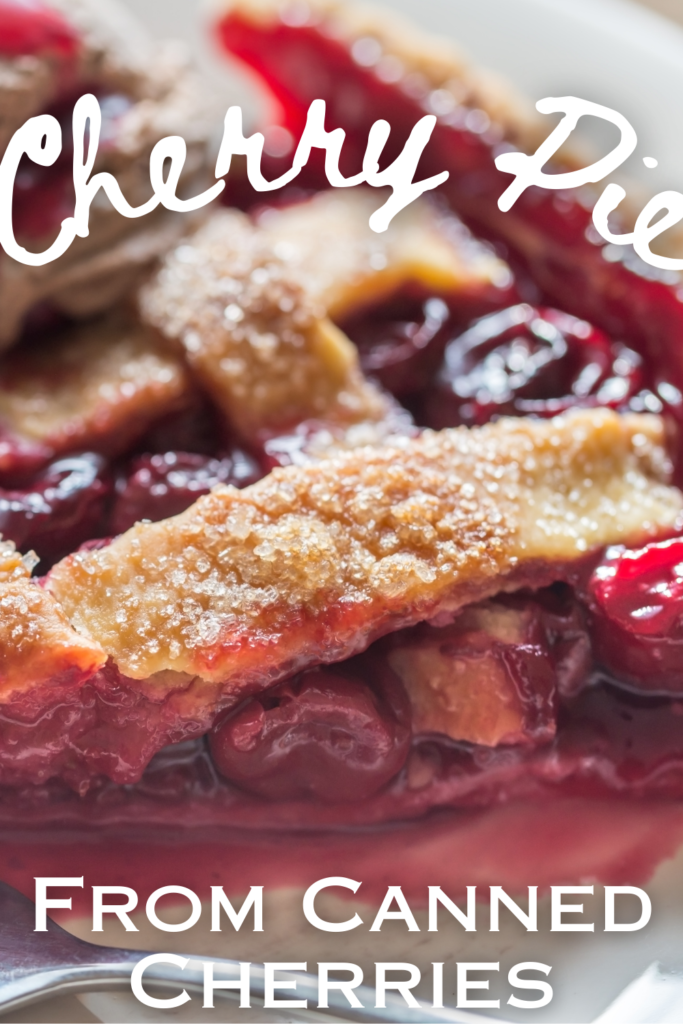 cherry pie recipe slice with text