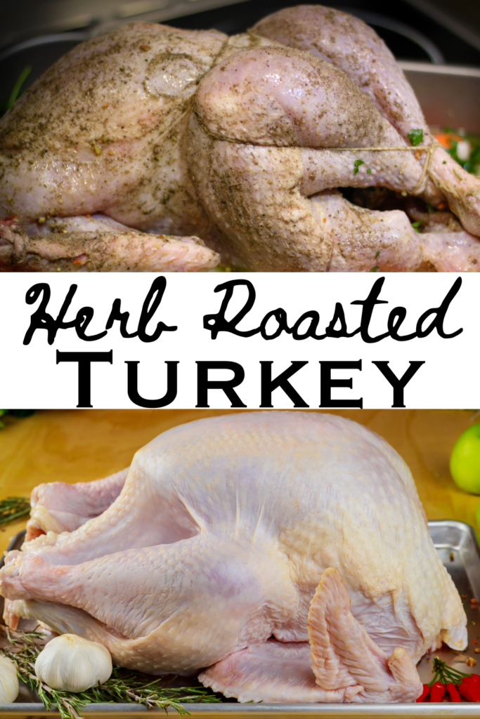 raw turkey with and without herb butter