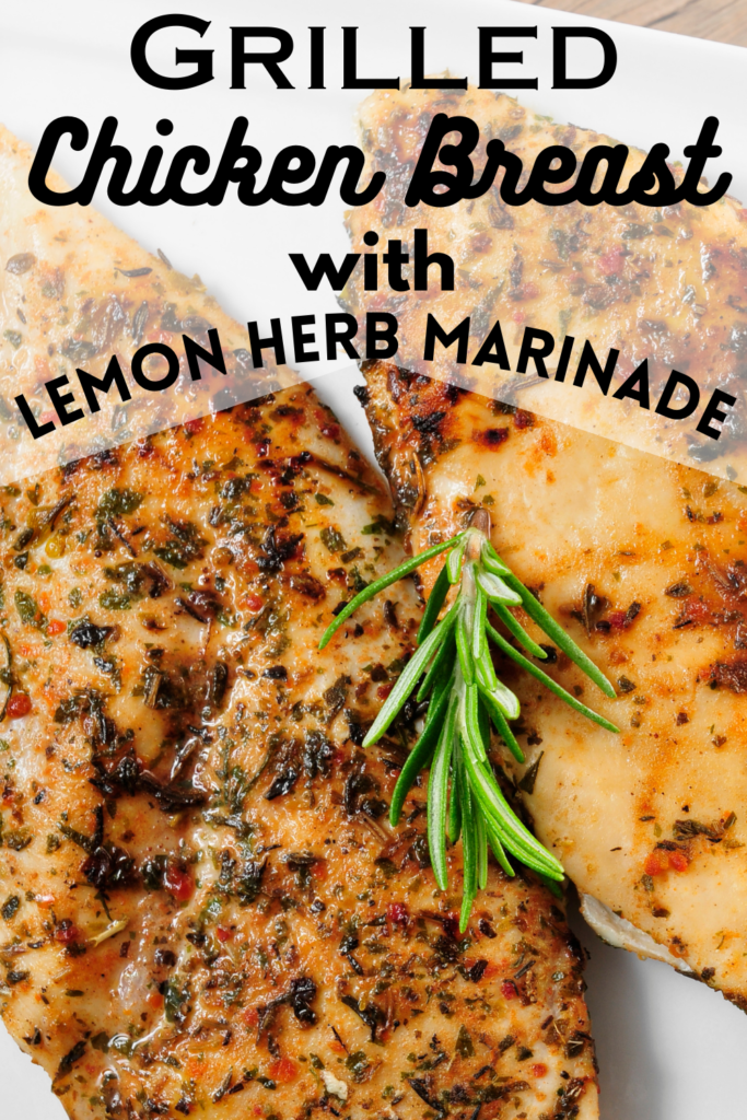 herb grilled chicken breast with text