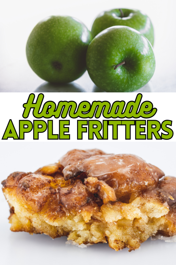 green apples and apple fritter with text