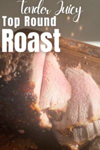 top round roast sliced with text
