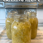 Tomatillo Salsa Canned on the countertop