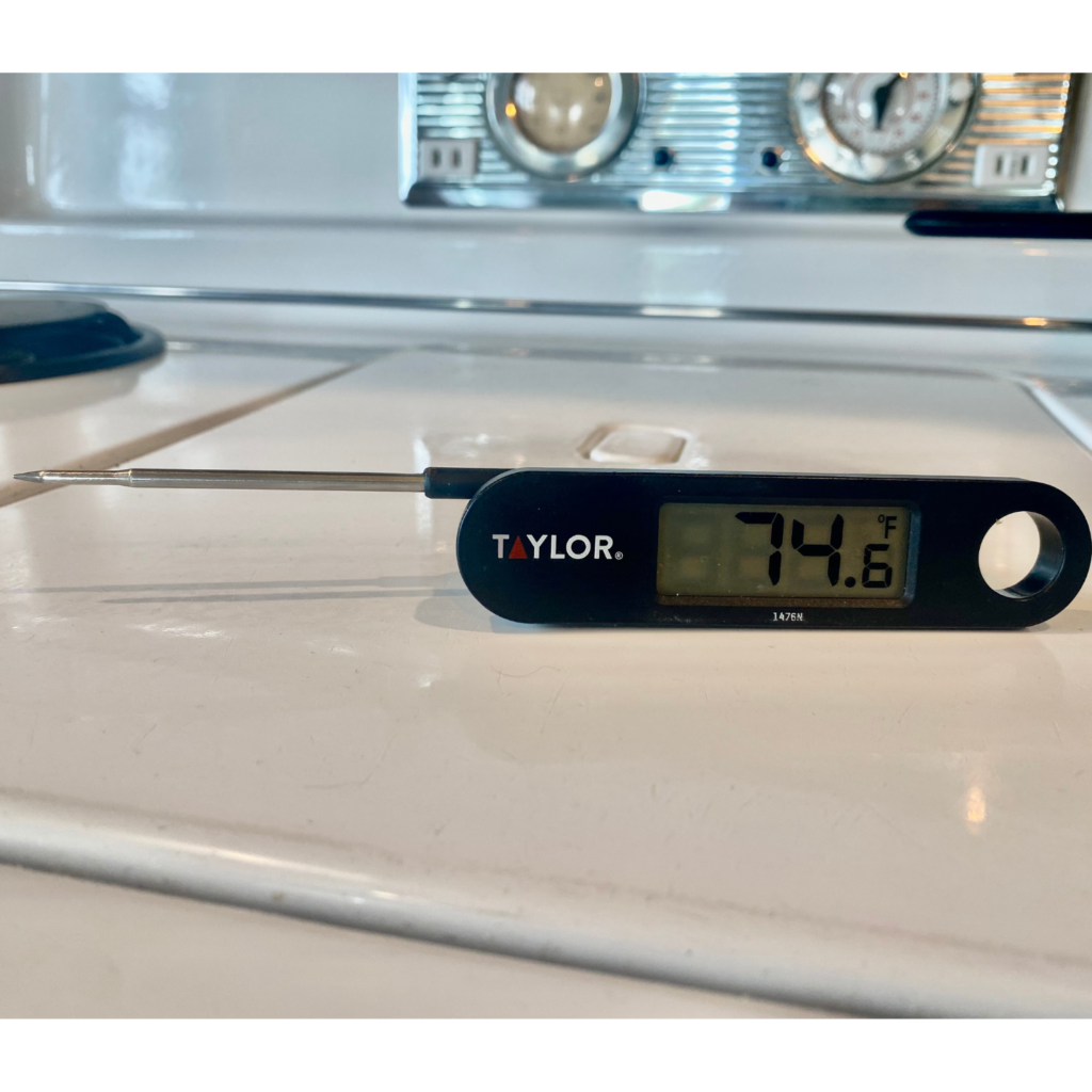 instant read thermometer on the oven
