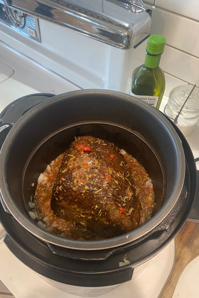 instant pot rump roast recipe raw with text