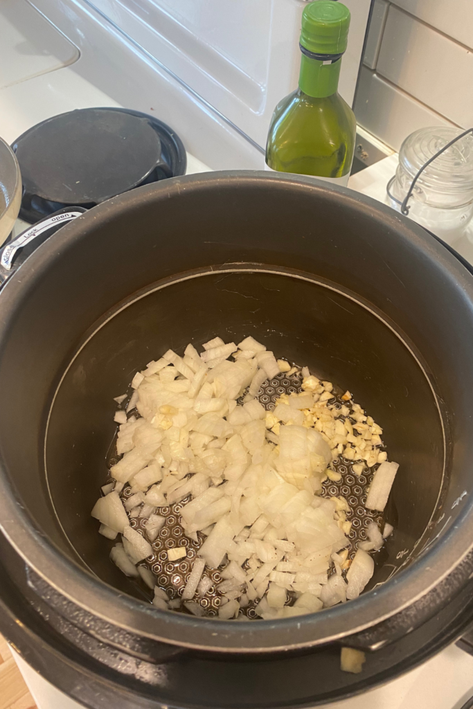 sauteing onions and garlic