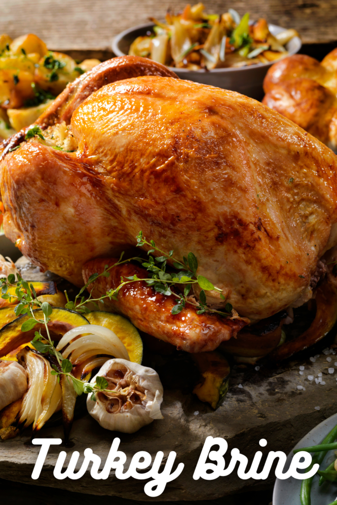 oven roasted brined turkey with text