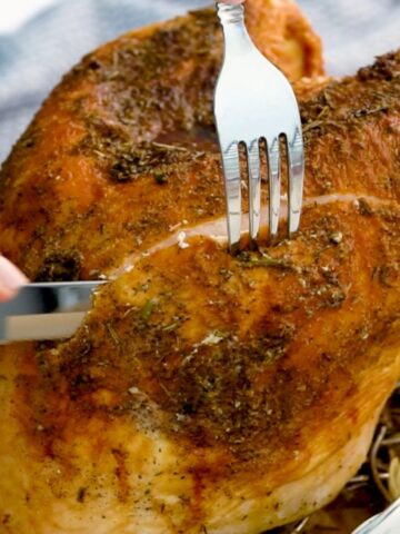 Roast turkey Breast being sliced