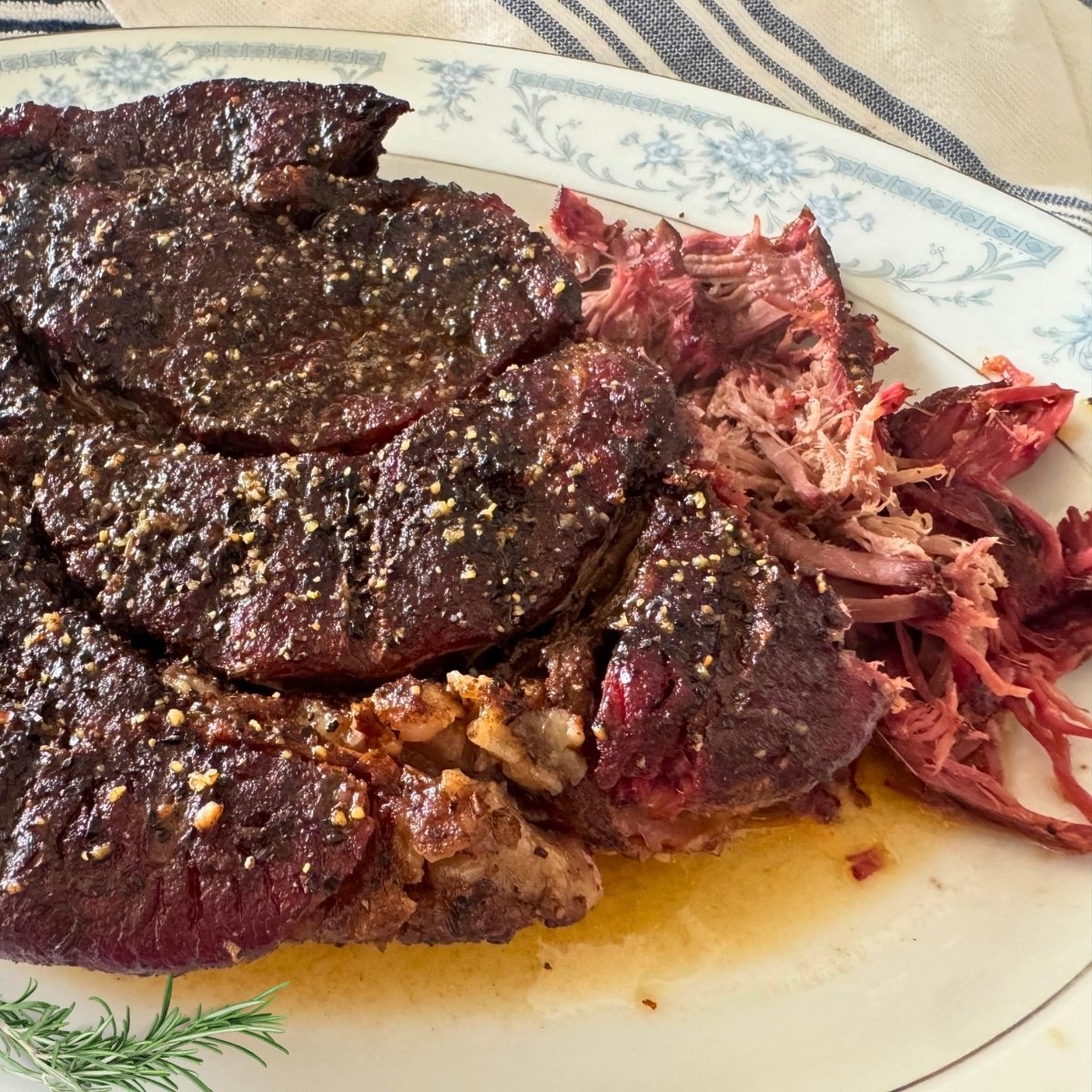 smoked roast beef on platter