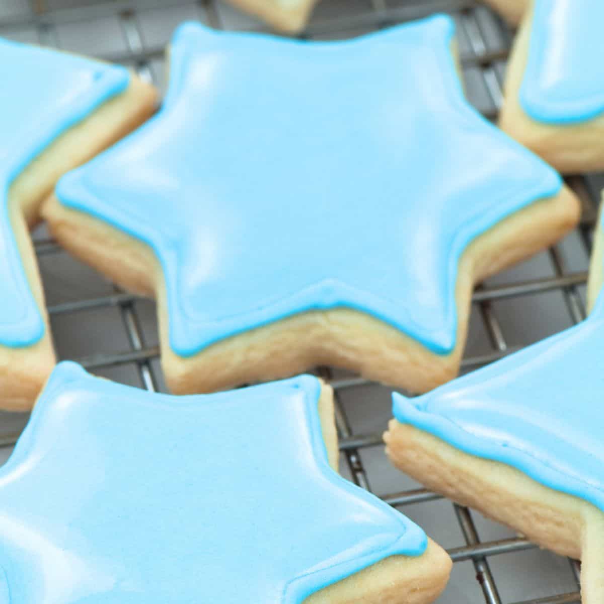 sugar  cookie icing on star shaped  sugar cookies 