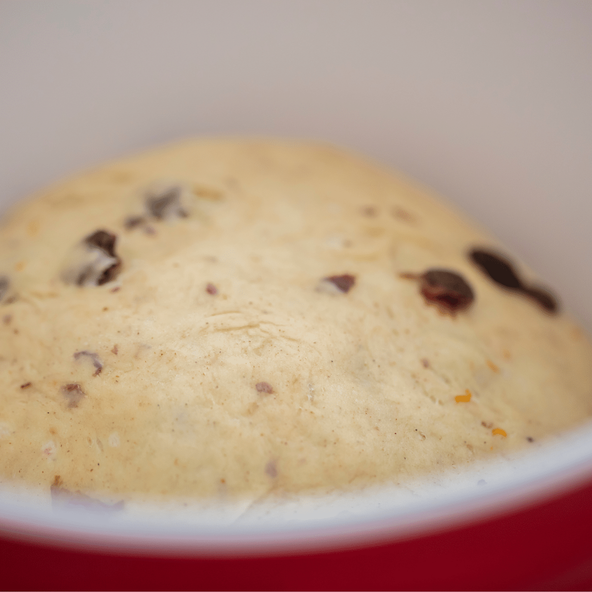 hot cross buns dough rising in bowl
