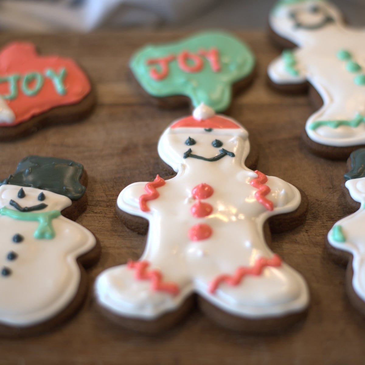 sugar cookie icing on Christmas cookies