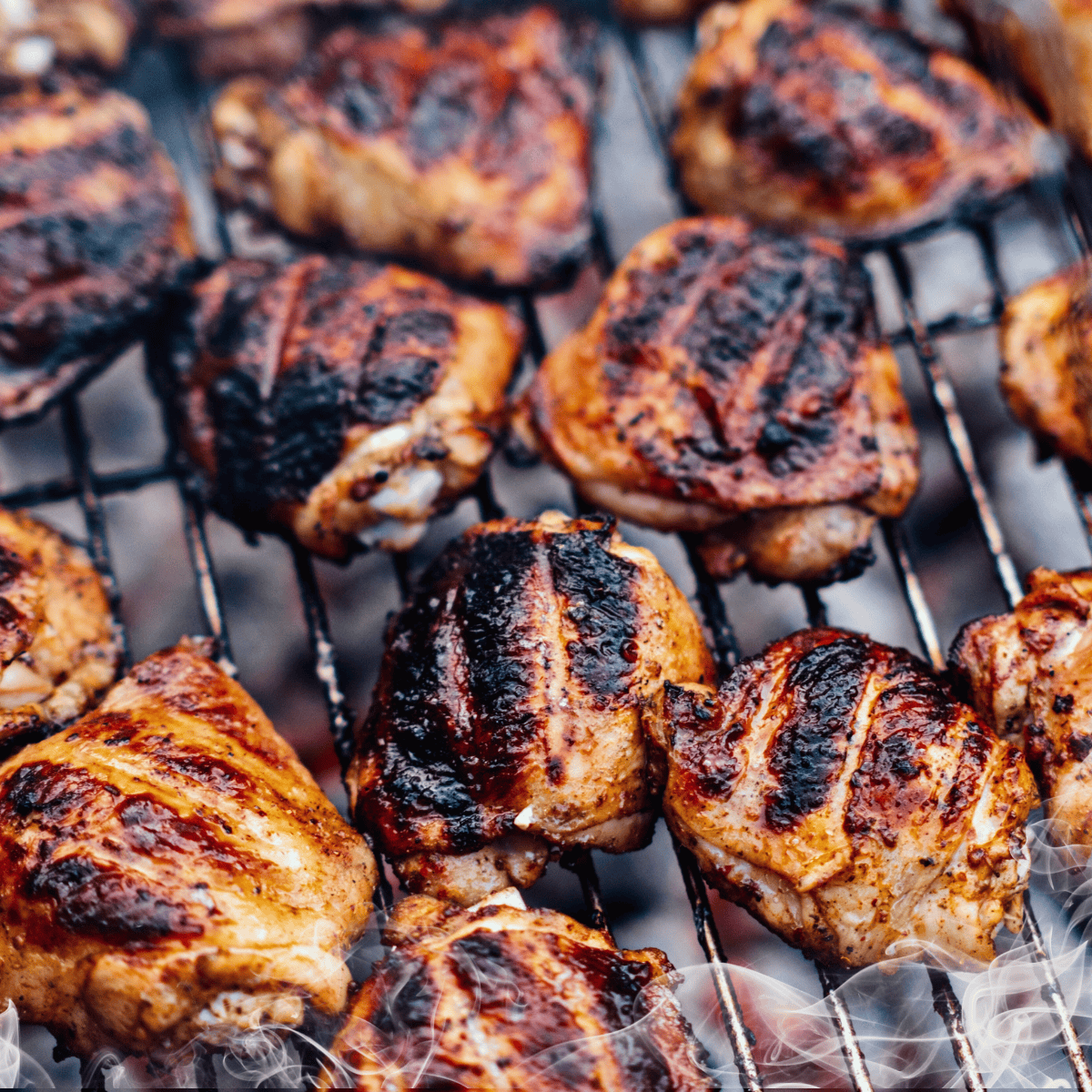 chicken thighs on charcoal grill