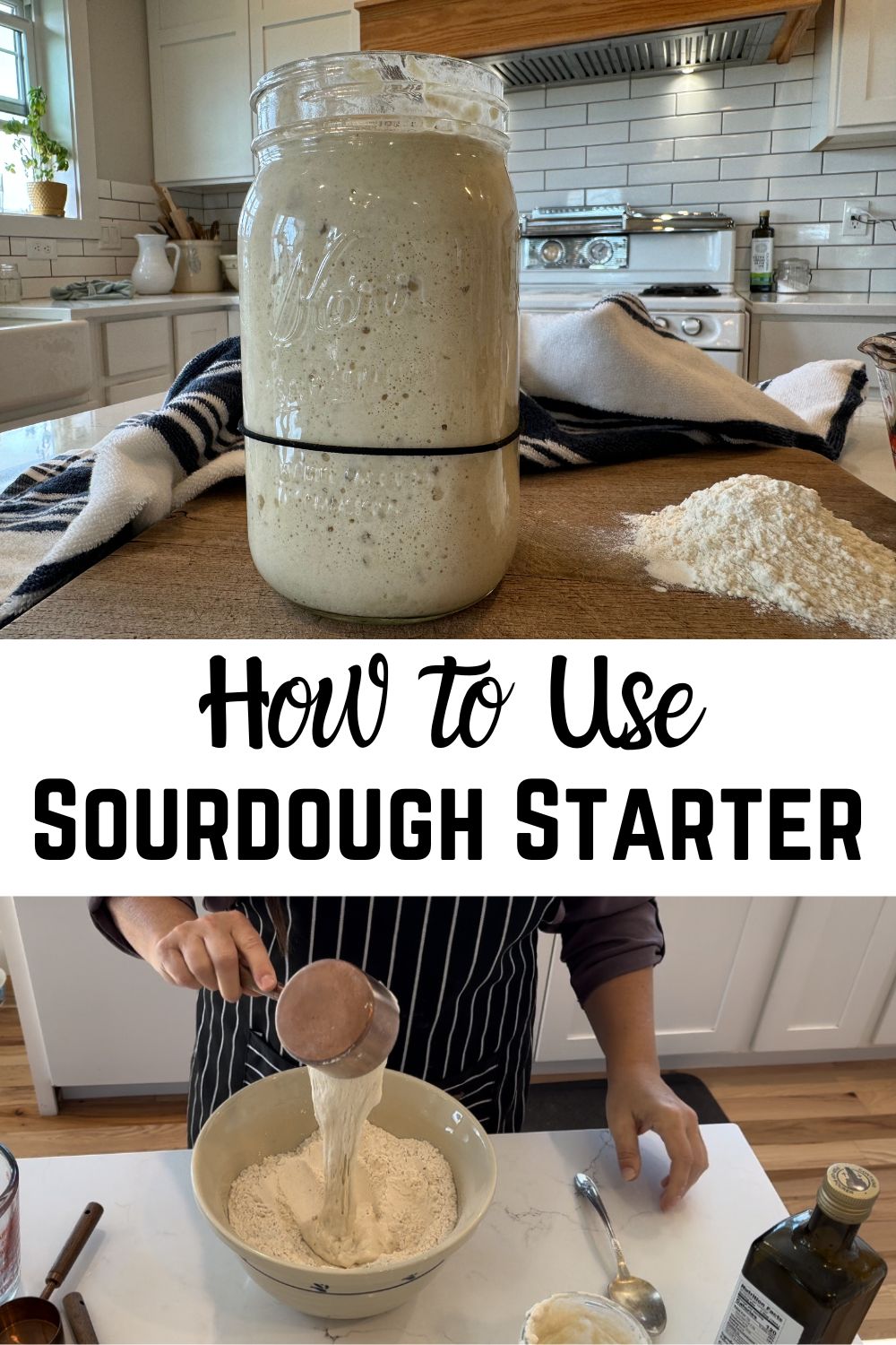 sourdough being used and in jar ready to go