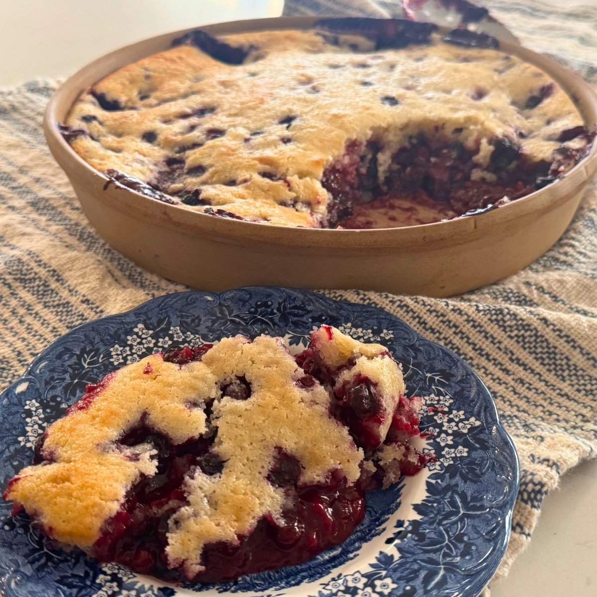 huckleberry cobbler before the ice cream goes on top
