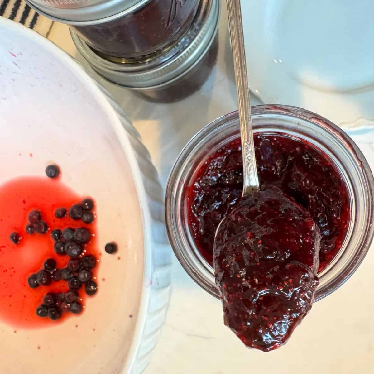 making huckleberry freezer jam