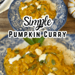 pumpkin curry plated with text