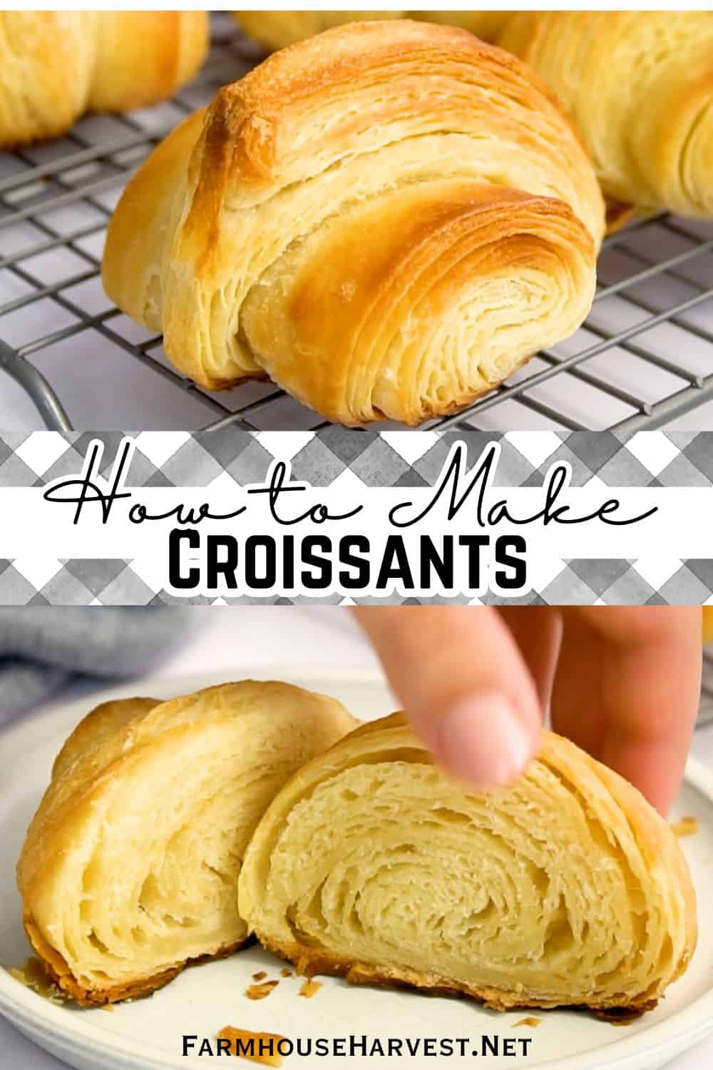 croissants whole and sliced in half with text