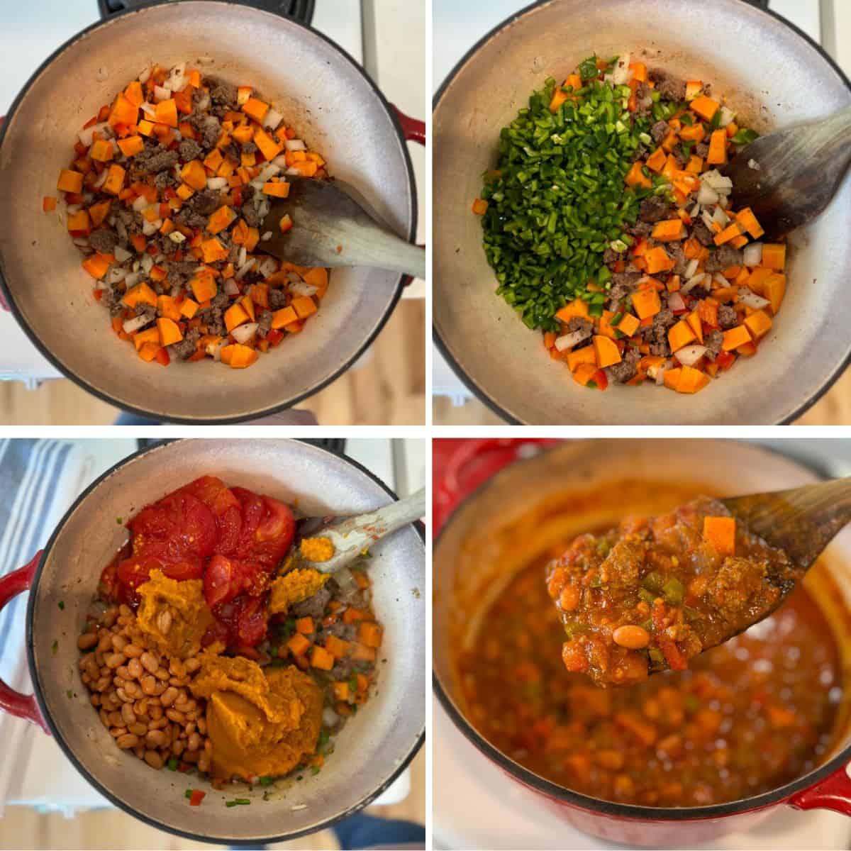 4 basic steps to make pumpkin chili in one pot