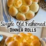 soft dinner rolls in stoneware circle pan perfected baked till golden with butter brushed over tops and text