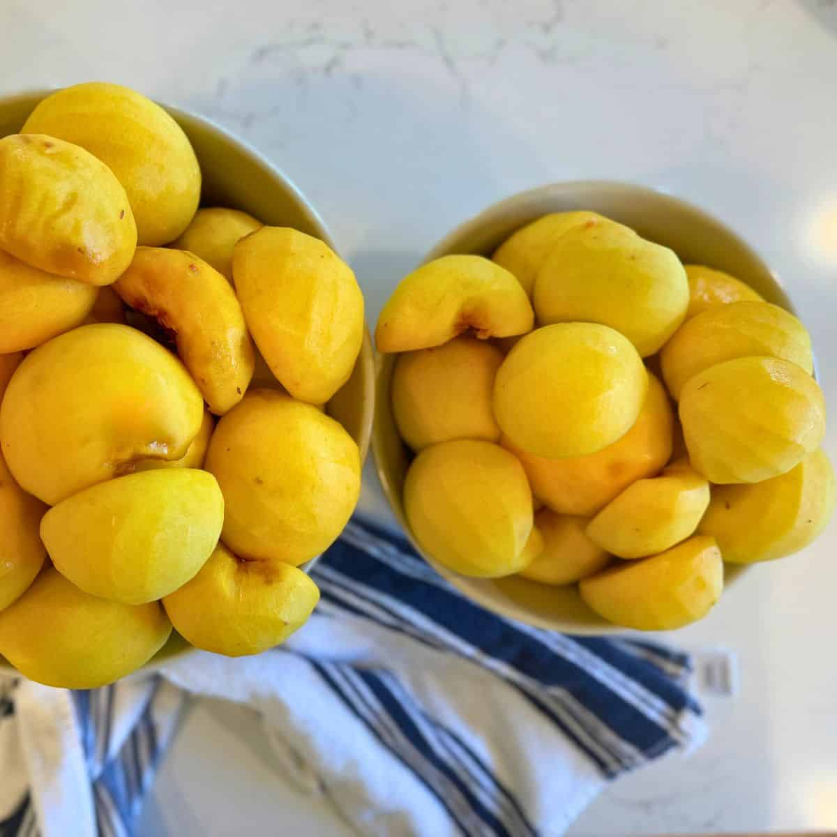 peeled and de seeded peach halves