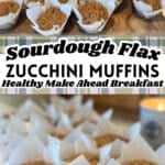 sourdough flax zucchini muffins with streusel topping