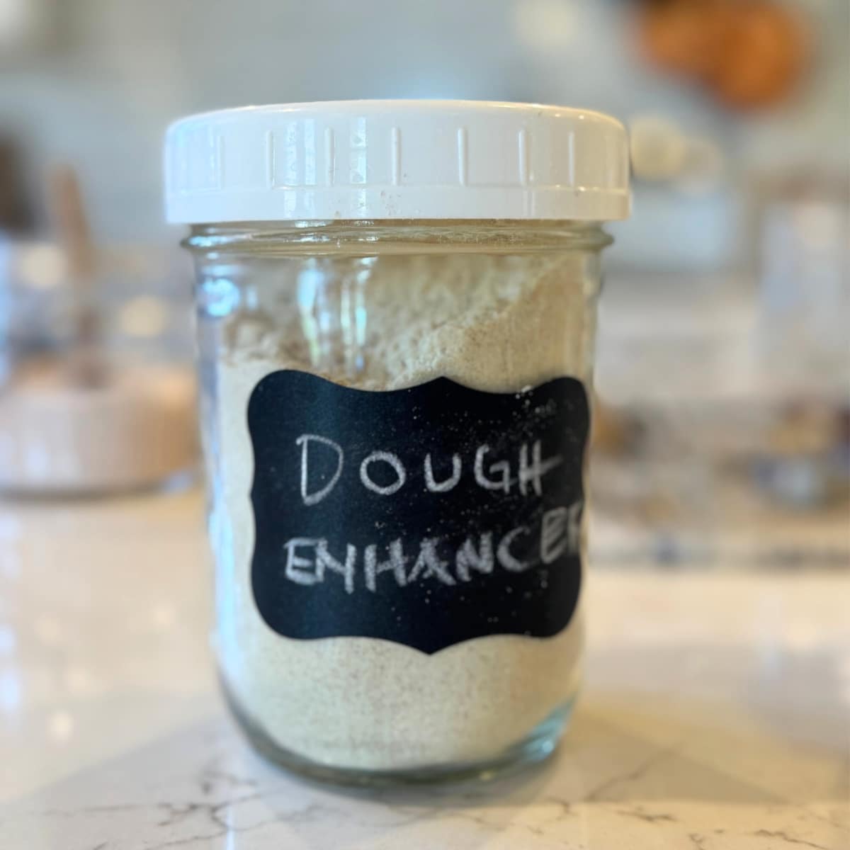 homemade natural dough enhancer in pint jar with label