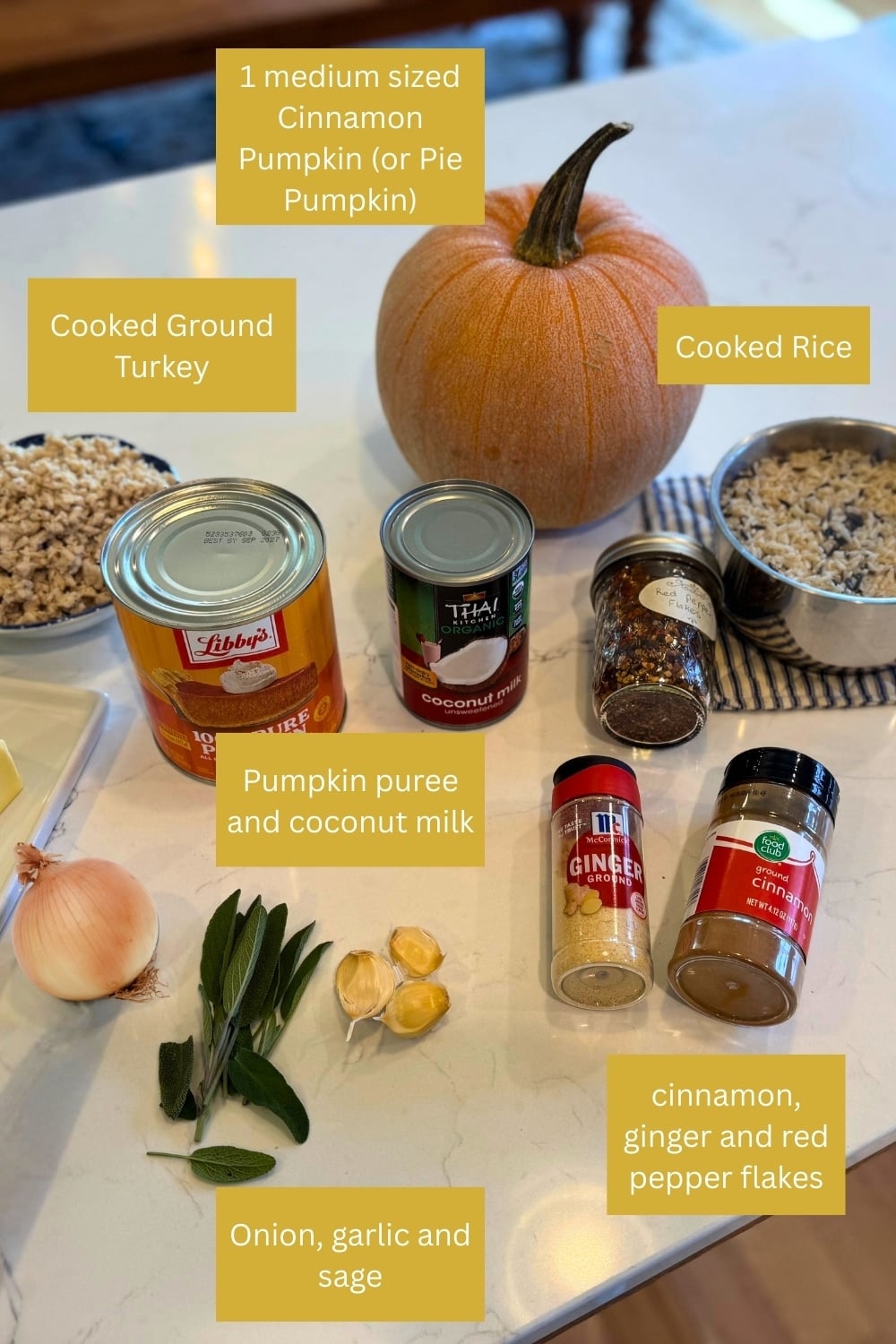 ingredients on counter top with labels