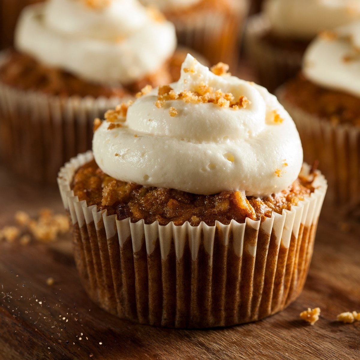 cream cheese frosting on carrot cake cupcakes