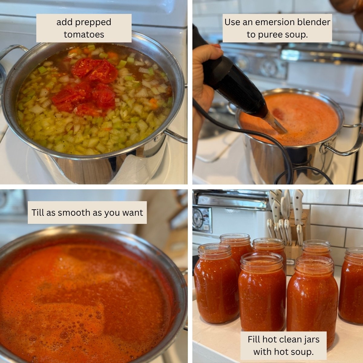 added tomatoes, used emersion blender, filled hot jars
