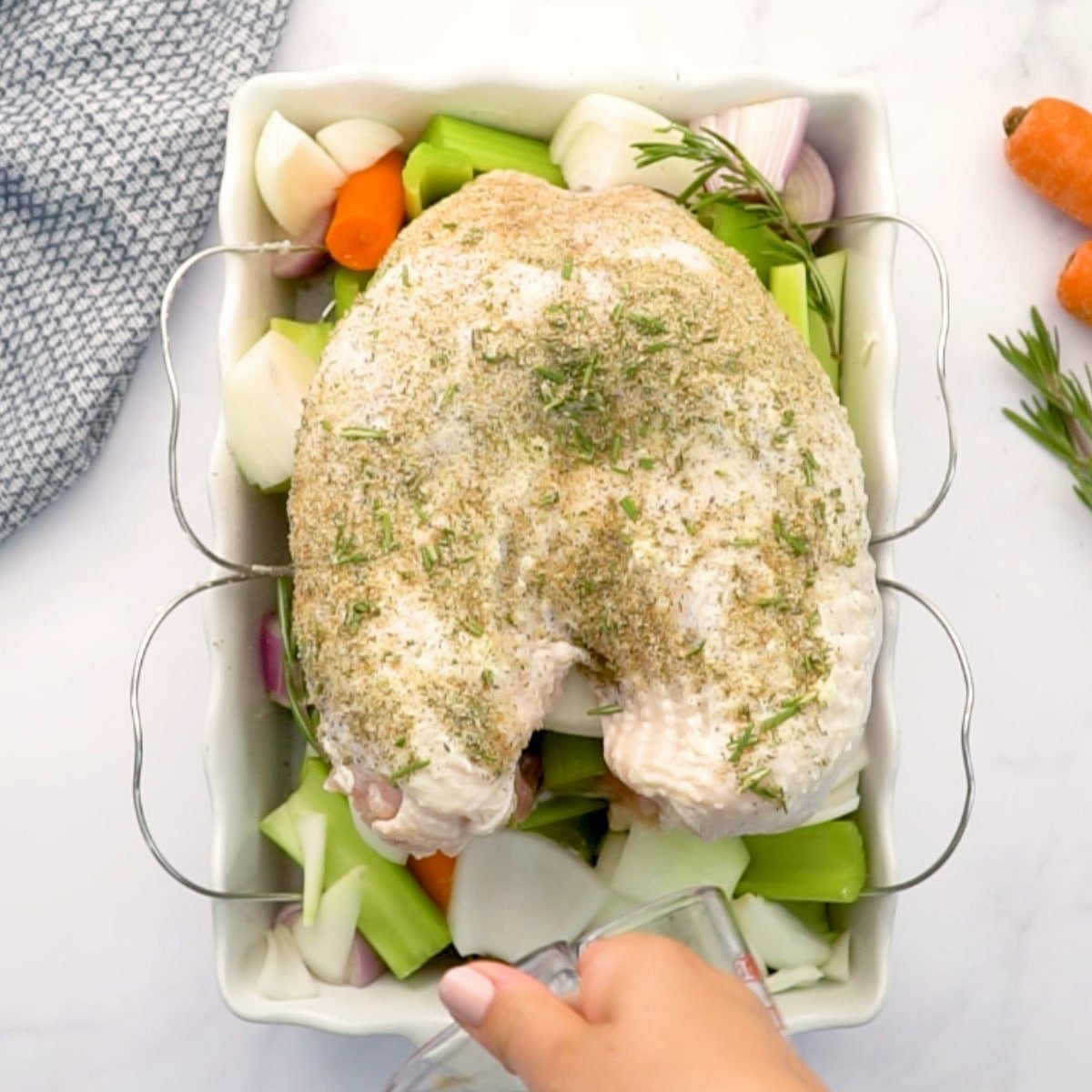 turkey with herb turkey butter on top