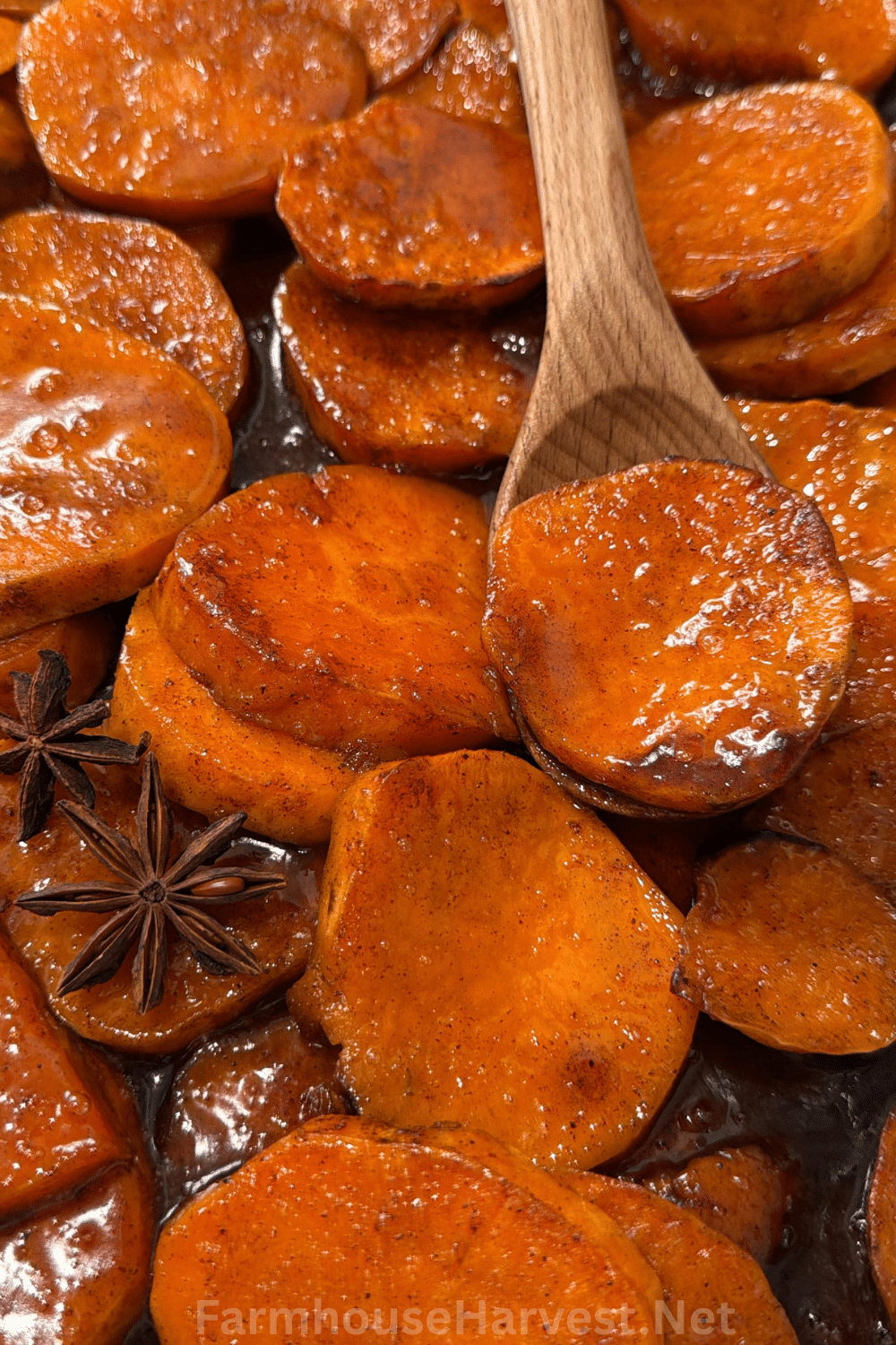 baked candied yams in caramel glaze