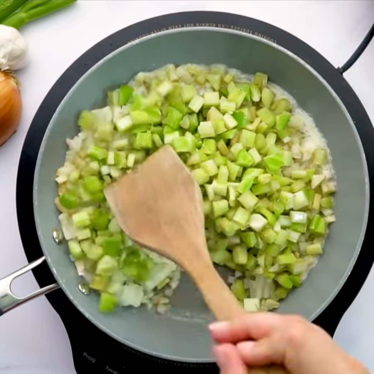 sautéing celery and onion in butter